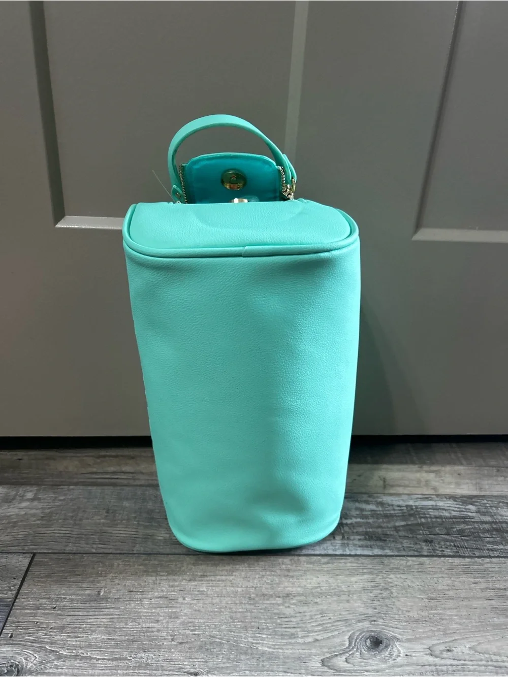 TRULY Mint Teal Double-Zip Cosmetic Case embossed travel vanity make up